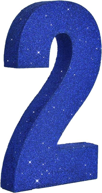 Photo 1 of TONIFUL10 Inch Blue Glitter Number 2 Table Centerpiece 2 Blue Birthday Party Decorations,Blue Digit 2 for Birthday,Chrismas,Graduation,Bridal Shower...