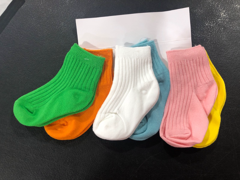 Photo 1 of Child Solid Color Socks 6 Pack Kids Socks Toddler Socks Girls Boys Cotton Socks 1-3T 