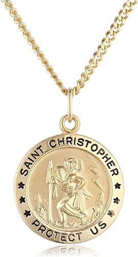 Photo 1 of Amazon Collection Round Saint Christopher Medal with Stainless Steel Chain, 20" Sterling Silver