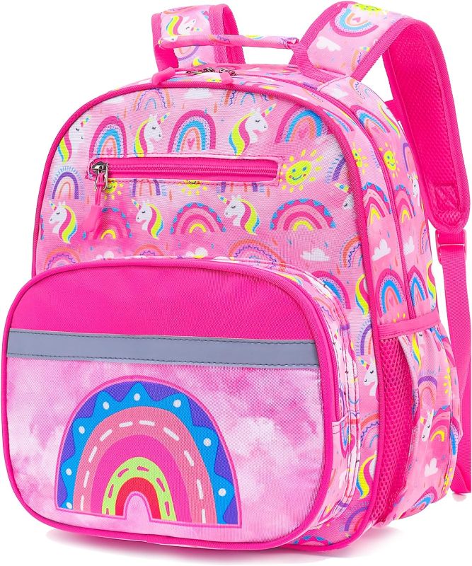 Photo 1 of VANKEV Kids Backpack for School Girls Toddlers Boys Cute Lightweight Bookbag Preschool Kindergarten Primary Elementary School Travel Gifts Bags(Rainbow Unicorn,Toddler / 7L)