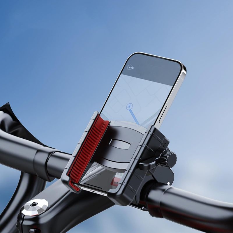 Photo 1 of Motorcycle Phone Mount Holder - [No Block to Camera] 2024 Bike Phone Holder Handlebar Clamp, Bicycle Scooter Phone Clip, for iPhone 15 Pro Max, 14 13 Mini, 2.4~3.54" Wide Phones
