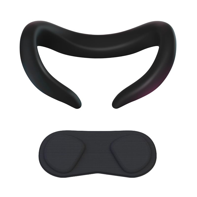 Photo 1 of Silicone Face Cover and Lens Cover Compatible with Quest 3, Accessories Bundle Provide Comprehensive Protection for Your VR Headset, Sweatproof Washable Anti-Dust (Black)