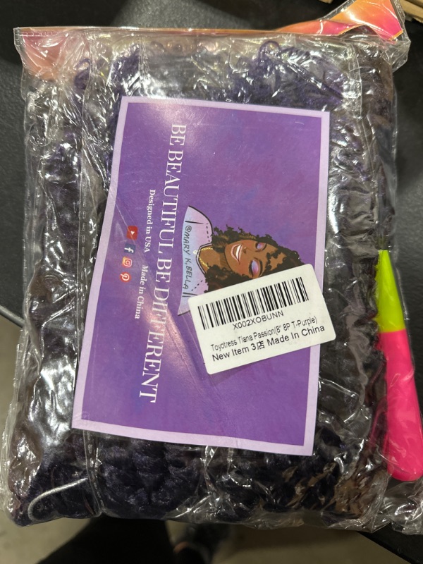Photo 2 of ToyoTress Tiana Passion Twist Hair - 8 Inch 8 Packs Ombre Purple Pre-Looped Pre-Twisted Passion Twists Crochet Braids Made Of Bohemian Hair Synthetic Braiding Hair Extension (8 Inch, T-Purple-8P) 8 Inch (Pack of 8) T-Purple