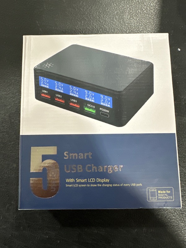 Photo 1 of 5 USB PORT SMART USB CHARGER WITH SMART LCD DISPLAY