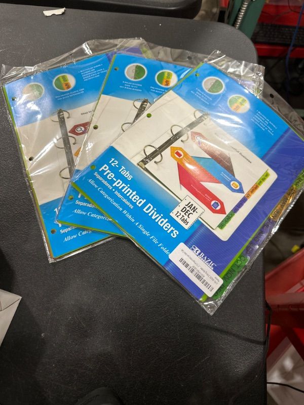 Photo 1 of Bazic Products Multicolored Binder Dividers 3 pk
