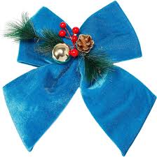Photo 1 of allgala Christmas Decorative Velvet Bows for Wreath Garland Christmas Tree-2 Pack-14 (30x35cm)-Blue-XBW92266 14" (30x35cm) Blue