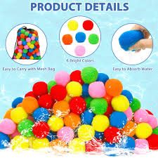 Photo 1 of 66 Reusable Water Balls, Cotton Splash Water Soaker Balls with Storage Mesh Bag, Reusable Splash Water Bouncing Balls for Summer Yard Pool Party, Outdoor Beach Water Play Supplies for kids Adult