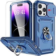 Photo 1 of KOVASIA for iPhone 14 Pro Max Case with 2pcs Screen Protector & Slid Camera Lens Protector,14 Pro Max Case with Kickstand, Shockproof Military-Grade Protection Case for iPhone 14 Pro Max, Sierra Blue