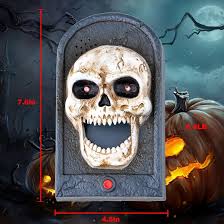 Photo 1 of SUNFACE Halloween Doorbell, Haunted House Skeleton Doorbell, (3 Different Sounds) Scary Halloween Decorations for Kids Haunted House Decorations, Porches, Doorways, Walls. Animated Skull Doorbell