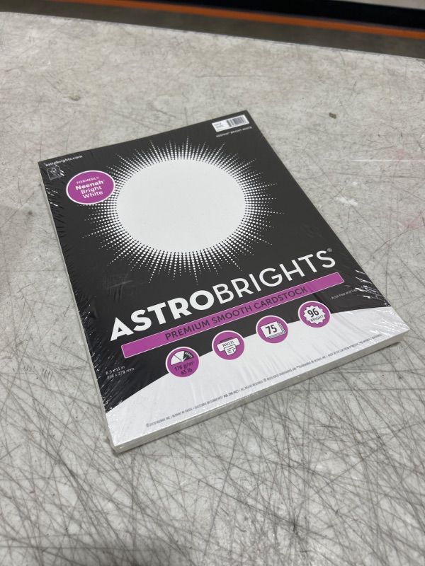 Photo 2 of Astrobrights/Neenah Bright White Cardstock, 8.5" x 11", 65 lb/176 gsm, White, 75 Sheets (90905-02) - Packaging May Vary