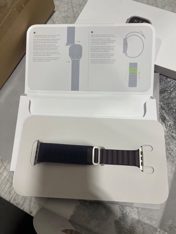 Photo 5 of Apple Watch Ultra 2 [GPS + Cellular 49mm] Smartwatch with Rugged Titanium Case & Indigo Alpine Loop Medium. Fitness Tracker, Precision GPS, Action Button, Extra-Long Battery Life, Carbon Neutral Titanium Case with Indigo Alpine Loop Medium - fits 145-190m