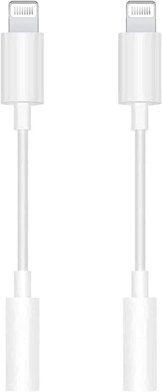 Photo 1 of 2 Pack Apple MFi Certified Lightning to 3.5 mm Headphone Jack Adapter, Aux Audio Dongle Cable Earphones Headphones Converter Compatible with iPhone 12 12 Pro11 XR XS X 8 7 iPad iPod