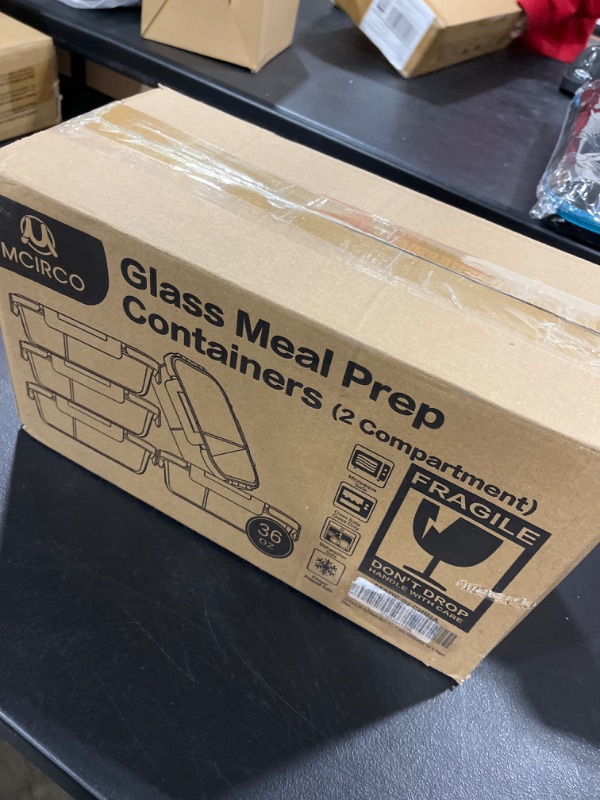 Photo 1 of [5-Pack,36 Oz]Glass Meal Prep Containers 2 Compartments Portion Control with Upgraded Snap Locking Lids Glass Food Storage Containers, Microwave, Oven, Freezer and Dishwasher (4.5 Cups) Gray