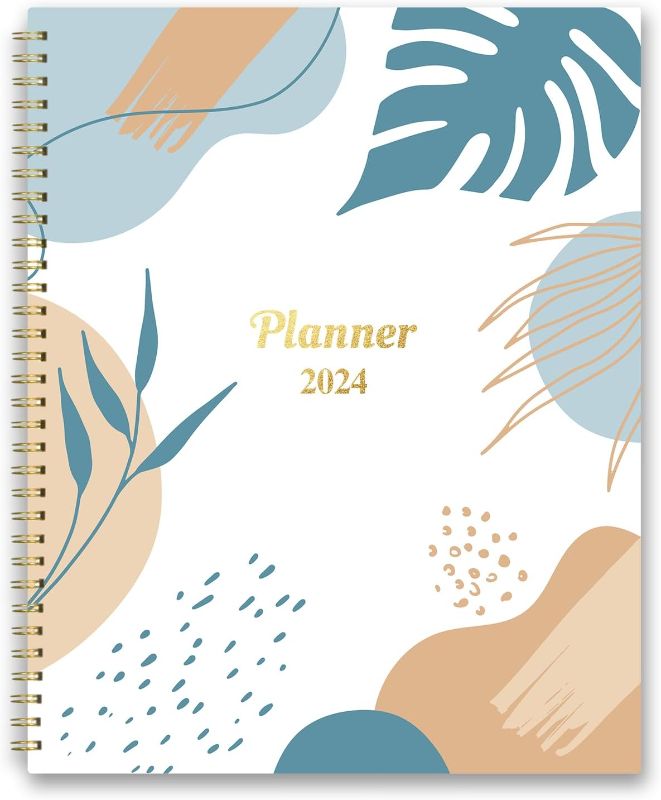 Photo 1 of Planner 2024 Monthly Planner -Jan.2024 To Dec. 2024, 8.9" X 11",12-Months Planner With Monthly Tabs, Twin-Wire Biding, Holidays, Notes Pages, Back Pocket - Monstera deliciosa 60 Pages