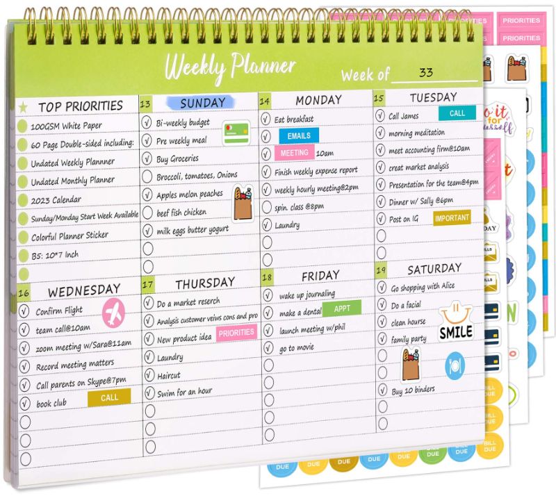 Photo 1 of Weekly To Do List Notepad, Undated Weekly Desk Planner & Monthly Calendar, 60 Sheets 7 X 10" Task CheckList Notebook For Work Office Home, Sunday Start, Green 7X10 Weekly(Sunday)