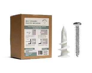 Photo 1 of 2 PACK- Mortice and Tenon Self Drilling Plastic Drywall Anchors and Screws Kit | Screw in with No Drill Bit Required | 25#8X 1-1/4 Philips Screws and 25 Plast