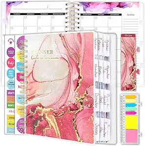 Photo 1 of Arundhati Large PVC Undated Daily Planner 9.8x8.5", 18 Months Daily Weekly Monthly Planner Yearly Agenda,294 Pcs Planners 2024-2025 for Women and Men, Monthly Tabs, Bookmark, Notes Sets, Double Folder
