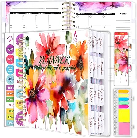 Photo 1 of Arundhati Large PVC Undated Daily Planner 9.8x8.5", 18 Months Daily Weekly Monthly Planner Yearly Agenda,294 Pcs Planners 2024-2025 for Women and Men, Monthly Tabs, Bookmark, Notes Sets, Double Folder
