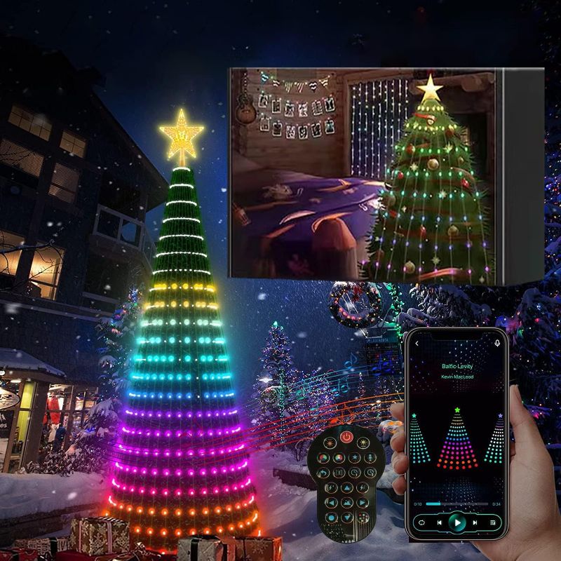 Photo 1 of  DIY Smart Christmas Lights,APP&Remote Control,DIY Pattern,Outdoor Multi-Color Changing with Musics Rhythm,Waterproof 106ft 400 LED Lights,Suitable for 5.9ft Tall Christmas Tree