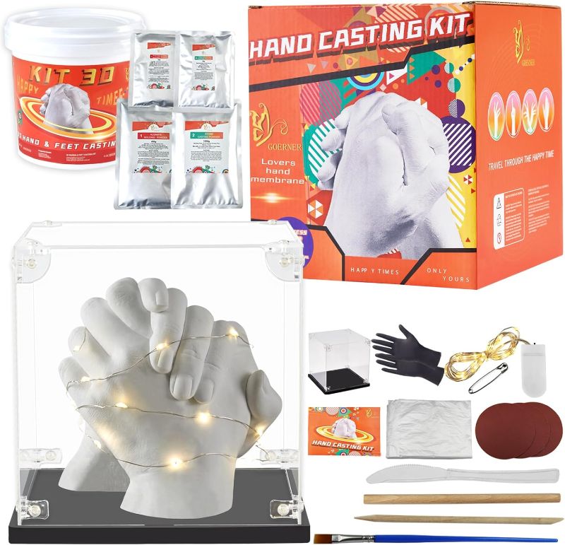 Photo 1 of  Hand Casting Kit Couples, Plaster Hand Mold Casting Kit, Molding Kits for Adults, Kids, Valentines Day Gifts, DIY Kits for Birthday, Husband, Wife, Wedding Gifts,Thanksgiving Gift- STOCK PHOTO FOR REFERENCE ONLY. 