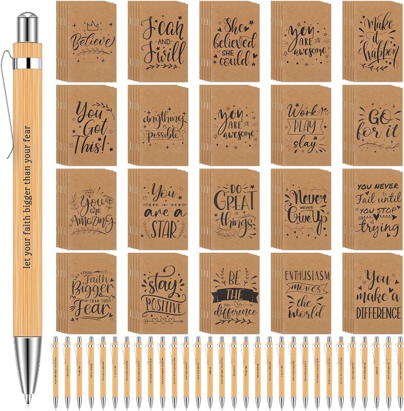 Photo 1 of Jetec 60 Packs Employee Appreciation Gifts Include 30 Black Ink Retractable Bamboo Pens 30 Pcs 5 x 3.2 Inch Employee Motivational Notebooks for Thank You...
