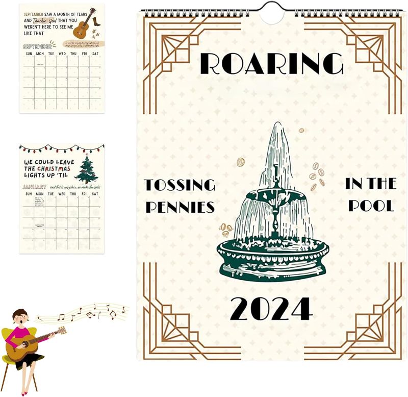 Photo 1 of 2024 Roaring Calendar Wall Calendar, 2024 TS Lyrics Calendar, T-aylor Calendar, 2024 ts lyrics calendar, 12 Monthly Calendar Planner, Funny Calendar Gag Gifts for Family, Friends
