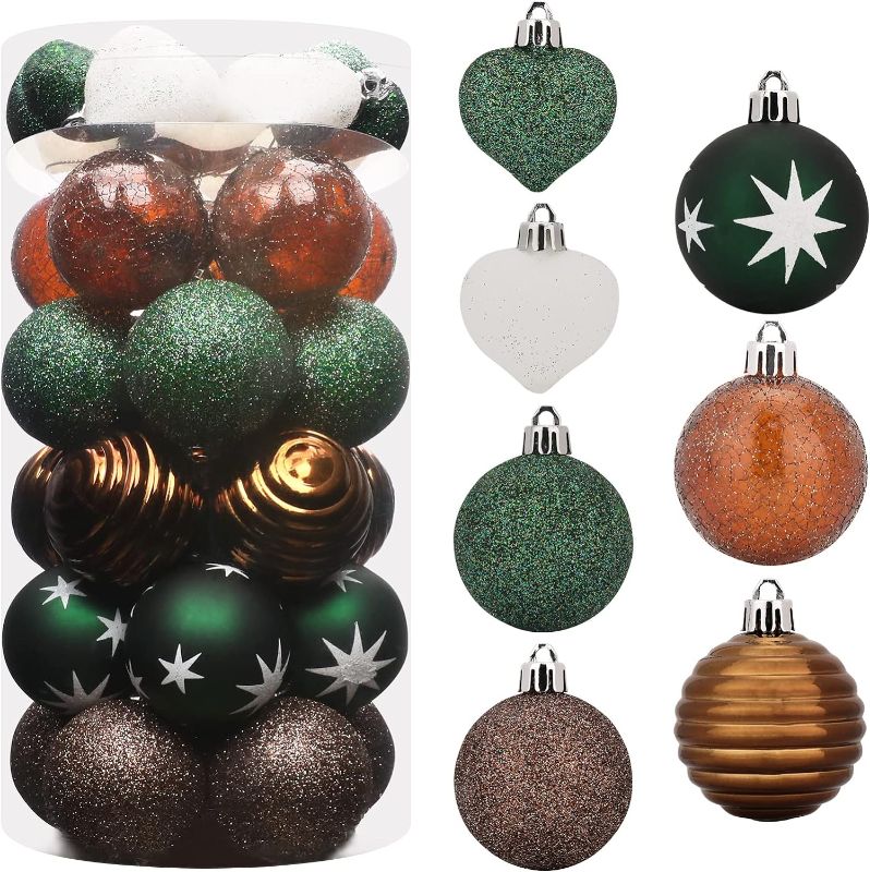 Photo 1 of 35pcs Christmas Ball Ornaments for Xmas Tree Shatterproof Christmas Tree Decorations Balls with Hanging Loop for Xmas, Holiday, Wedding, Party Decors (25 Balls+10 Hearts, Green & Gold)
