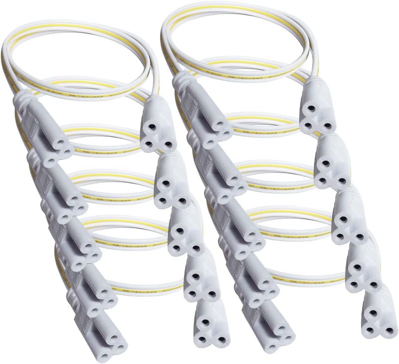 Photo 1 of Faoyliye T5 T8 Tube Connector Cords, 3-pin Extension Power Cord,?10-Pack LED Female to Female Connector Cable for Integrated LED Tube Dual Connector Cable (30cm/0.98ft)
