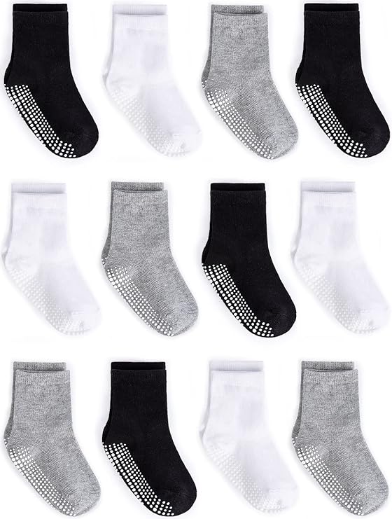 Photo 1 of 1-3T Zaples Grip Crew Socks with Non Slip/Anti Skid Soles for Baby Infants Toddlers Kids Boys Girls
 6 pairs