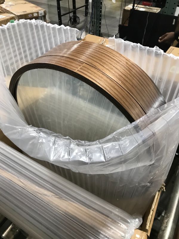 Photo 1 of SDK Round Bathroom Mirror Cabinet, Bathroom Wall Storage Cabinet Mirror Medicine Cabinet with Slow-Close Wooden Frame 3 Level (Color : Walnut Color, Size : 50CM) 20 in x 20 in Walnut