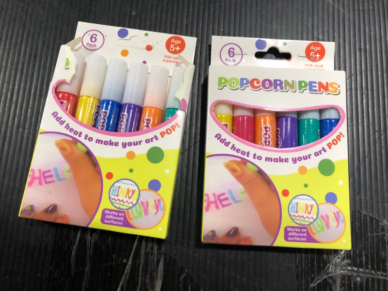 Photo 2 of fvituve Diy Bubble Popcorn Drawing Pens, Magic Puffy Pens, Popcorn Colors Pens, Puffy Bubble Pen Puffy 3D Art Safe Pen, Magic Popcorn Pen, Colour Bubble Popcorn Paint Pens Gift for Kids free size 12Pcs/2 Set