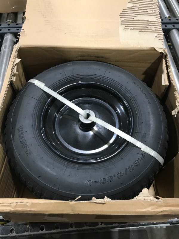 Photo 2 of 2-Pack 4.80/4.00-8" Pneumatic Wheelbarrow Wheel and Tires with 3"- 7" Center Hub and 5/8" Bushings for Wheelbarrow and Yard Cart Garden Wagon 00038511-16