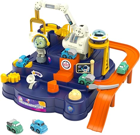 Photo 1 of Car Adventure Toy for Toddlers - Car Race Track Toy with 2 Mini Cars - Space City Rescue Car Playset - Fine Motor Skill - Preschool Educational Toys Games for 3 4 5 6 Boys and Girls (Small)
