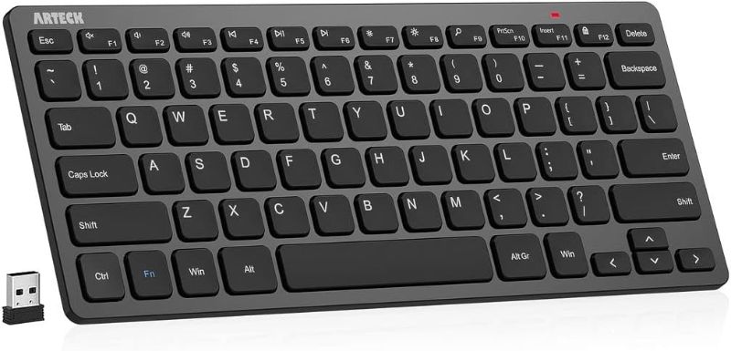 Photo 1 of Arteck 2.4G Wireless Keyboard Ultra Slim and Compact Keyboard with Media Hotkeys for Computer Desktop PC Laptop Surface Smart TV and Windows 11/10/8/7, Black 