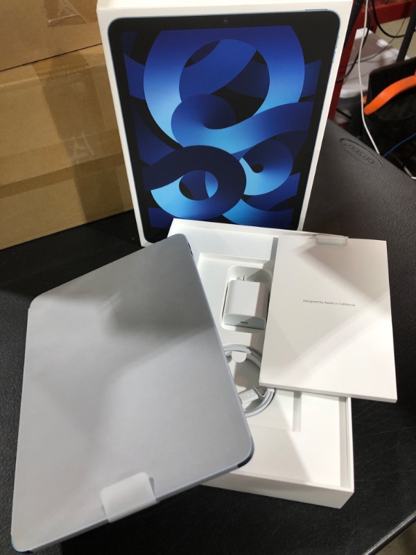 Photo 4 of Apple iPad Air (5th Generation): with M1 chip, 10.9-inch Liquid Retina Display, 64GB, Wi-Fi 6, 12MP front/12MP Back Camera, Touch ID, All-Day Battery Life – Blue WiFi Blue 64GB- FACTORY SEALED BOX. OPENED FOR PICTURES 