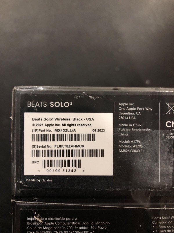 Photo 2 of Beats Solo3 Wireless On-Ear Headphones - Apple W1 Headphone Chip, Class 1 Bluetooth, 40 Hours of Listening Time, Built-in Microphone - Black (Latest Model) - FACTORY SEALED BOX. 