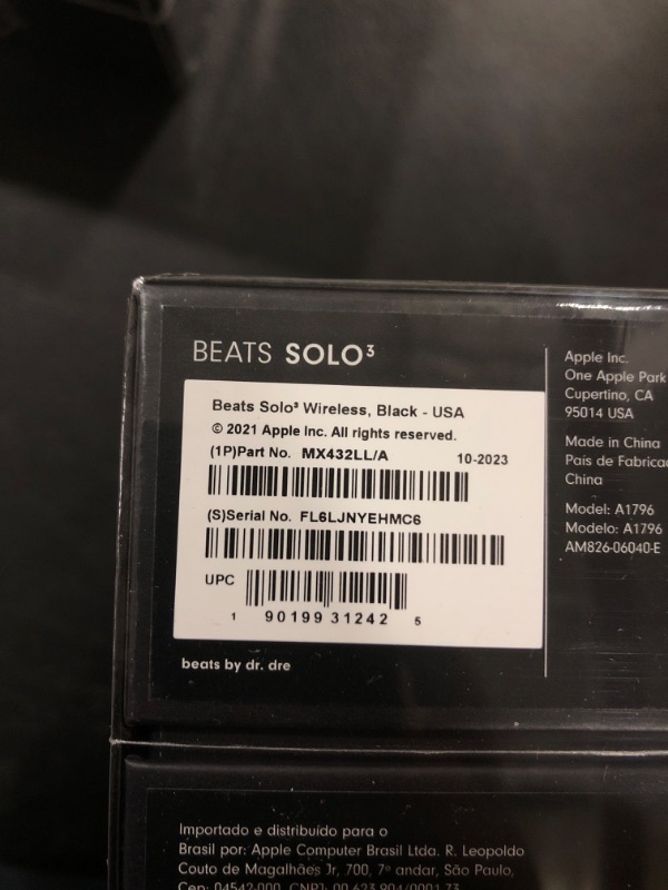 Photo 2 of Beats Solo3 Wireless On-Ear Headphones - Apple W1 Headphone Chip, Class 1 Bluetooth, 40 Hours of Listening Time, Built-in Microphone - Black (Latest Model) FACTORY SEALED BOX. 