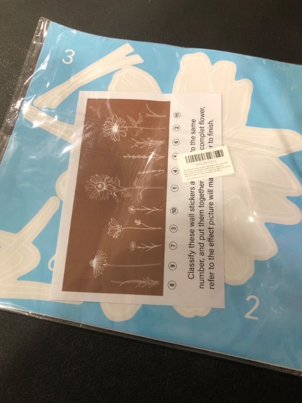 Photo 1 of AnyDesign 6 Sheets Flower Wall Decals with Instruction Minimalist line Sunflower Wall Stickers Large Size Removable DIY Stickers for Living Room Bedroom Kitchen Bathroom Office TV Wall Art Decor