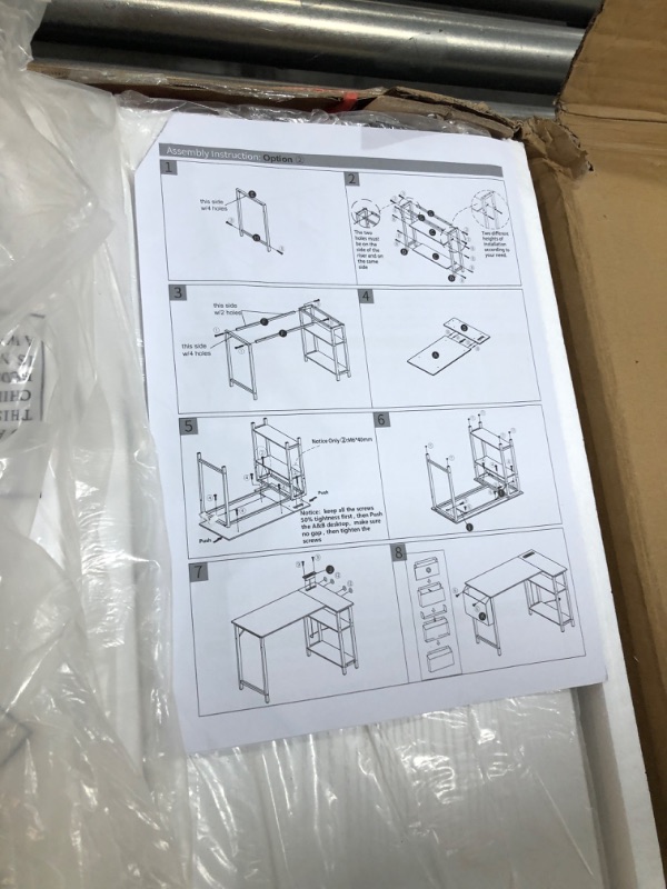 Photo 4 of Lufeiya White L Shaped Computer Desk with Power Outlet Shelves, 40 Inch Small Corner Desk for Small Space Home Office