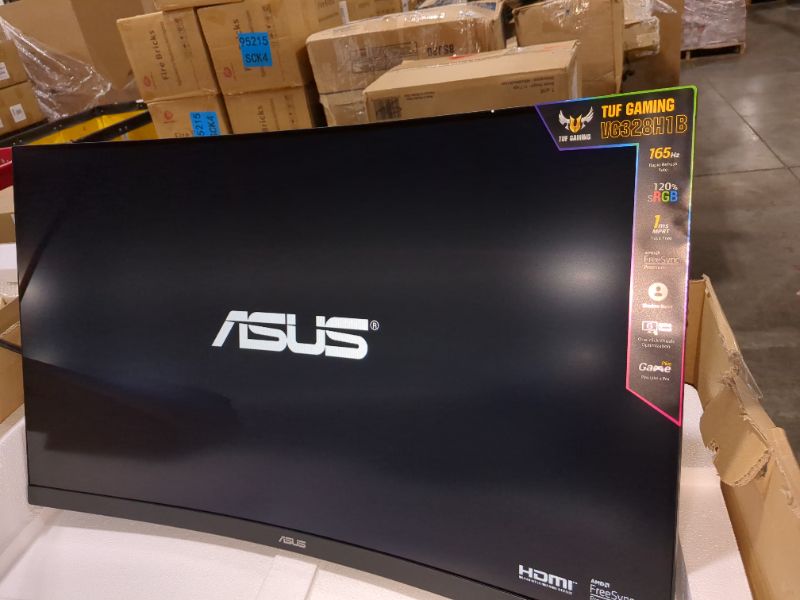 Photo 3 of ASUS TUF Gaming 32" 1080P Curved Monitor (VG328H1B) - Full HD, 165Hz (Supports 144Hz), 1ms, Extreme Low Motion Blur, Speaker, Adaptive-Sync, FreeSync Premium, VESA Mountable, HDMI, Tilt Adjustable 32" Curved FHD 1ms 165Hz FreeSync Premium Monitor