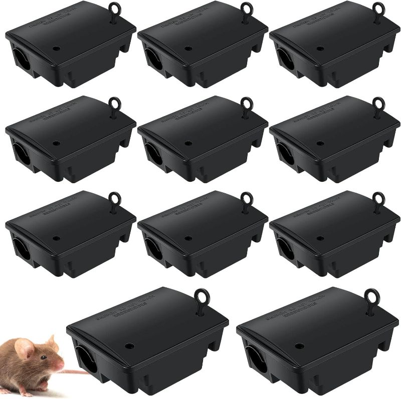 Photo 1 of 12 Packs Rat Bait Station Traps Rodent Bait Stations with Key Rodent Trap Alternative for Eliminating Rats Fast and Keeping Pets and Children Safe Indoor Outdoor, Bait Not Included