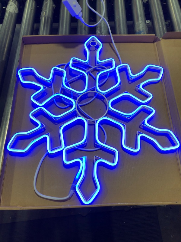 Photo 2 of 20 Inch Large Outdoor Snowflake Decorations Neon Light, 120 LED Outdoor Lighted Snowflake