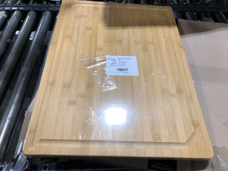 Photo 1 of 24 x 18 Extra Large Bamboo Serving Boards for Kitchen, Heavy Duty Wood Butcher Block Chopping Board with Handle and Juice Groove for Meat, Large Charcuterie Board, Over the Sink Cutting Board
