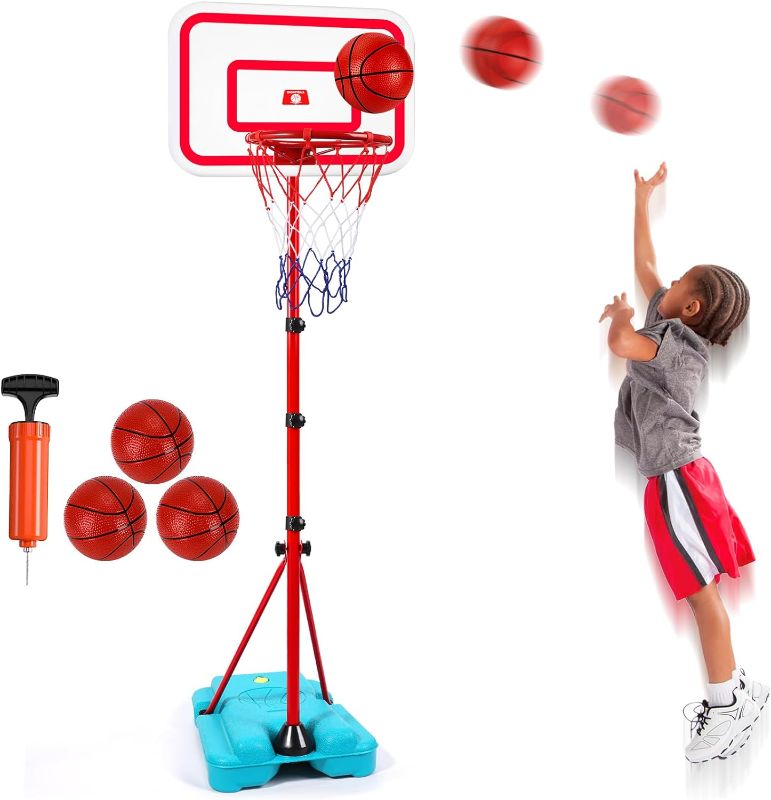 Photo 1 of Basketball Hoop, Toddler Basketball Hoop with 3 Balls Adjustable Height 2.9 ft-6.2 ft, Mini Basketball Hoop Kids