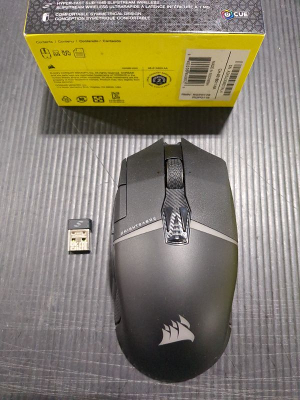 Photo 2 of Corsair NIGHTSABRE RGB Wireless Gaming Mouse for FPS, MOBA - 26,000 DPI - 11 Programmable Buttons - Up to 100hrs Battery - iCUE Compatible - Black NIGHTSABRE / Wireless