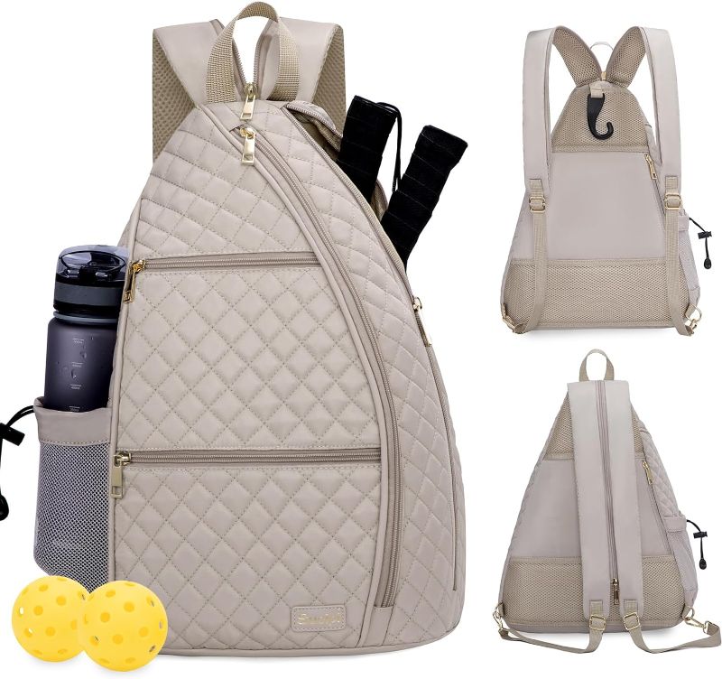 Photo 1 of Sucipi Pickleball Bag for Women Pickleball Backpack Quilted Crossbody Sling Bag Tennis Bag Backpack Pickle Ball Paddle Bag
