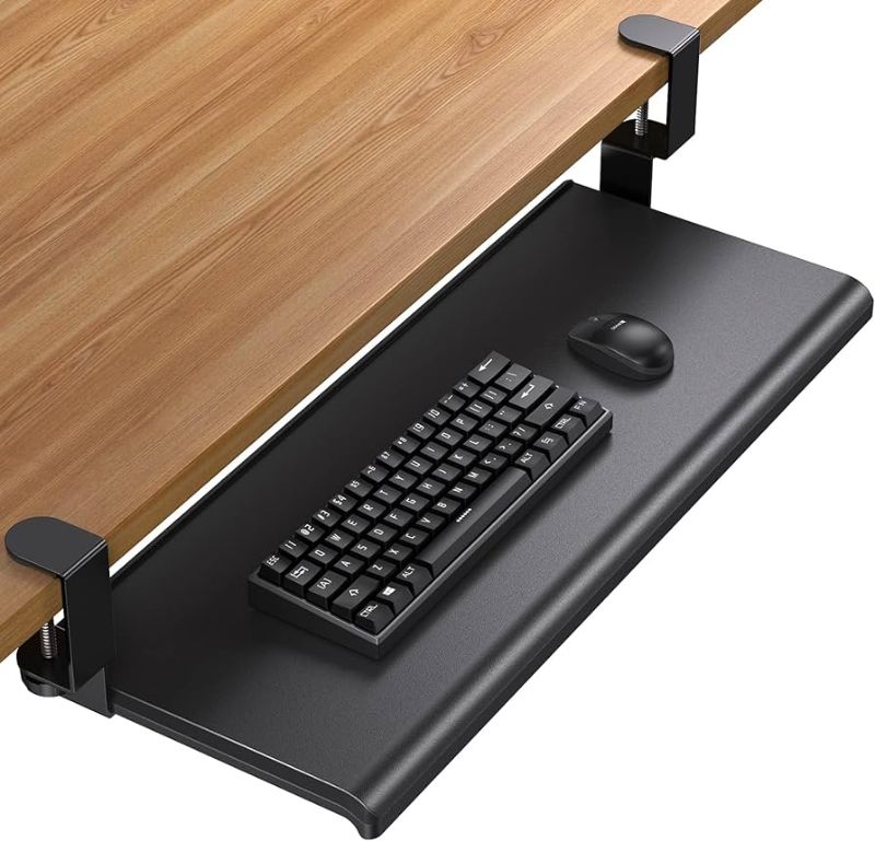 Photo 1 of HUANUO Keyboard Tray 27" Large Size, Keyboard Tray Under Desk with C Clamp