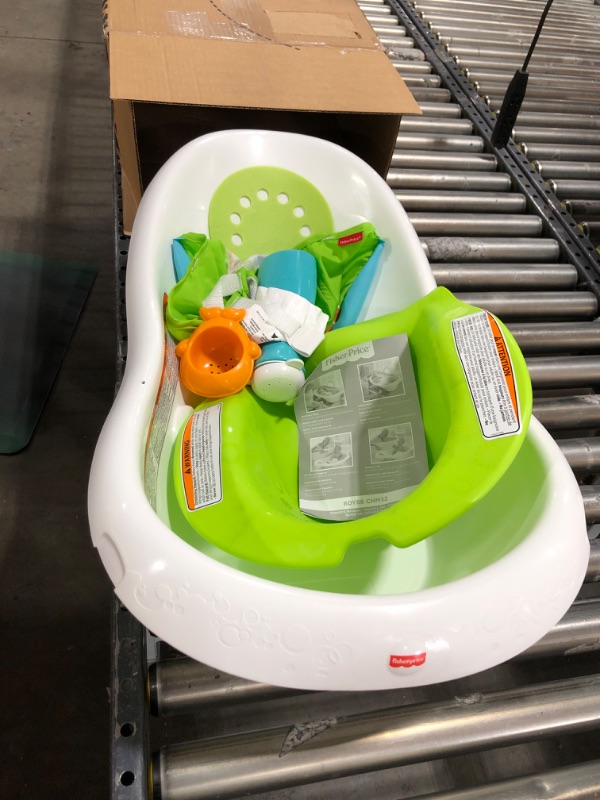 Photo 2 of Fisher-Price Baby Bath Tub, 4-in-1 Newborn to Toddler Tub with Infant Seat Bath Toys and Sling ‘n Seat Tub, Green
