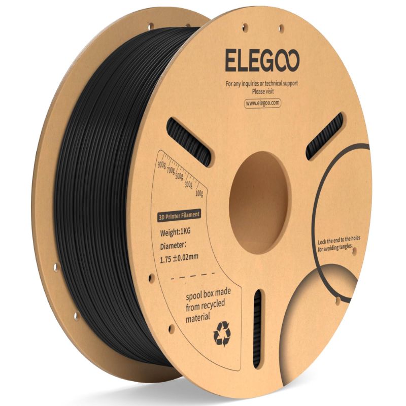 Photo 1 of ELEGOO PLA Filament 1.75mm 3D Printer Filament, Dimensional Accuracy +/- 0.02 mm, Compatible with Most FDM Printer, Black