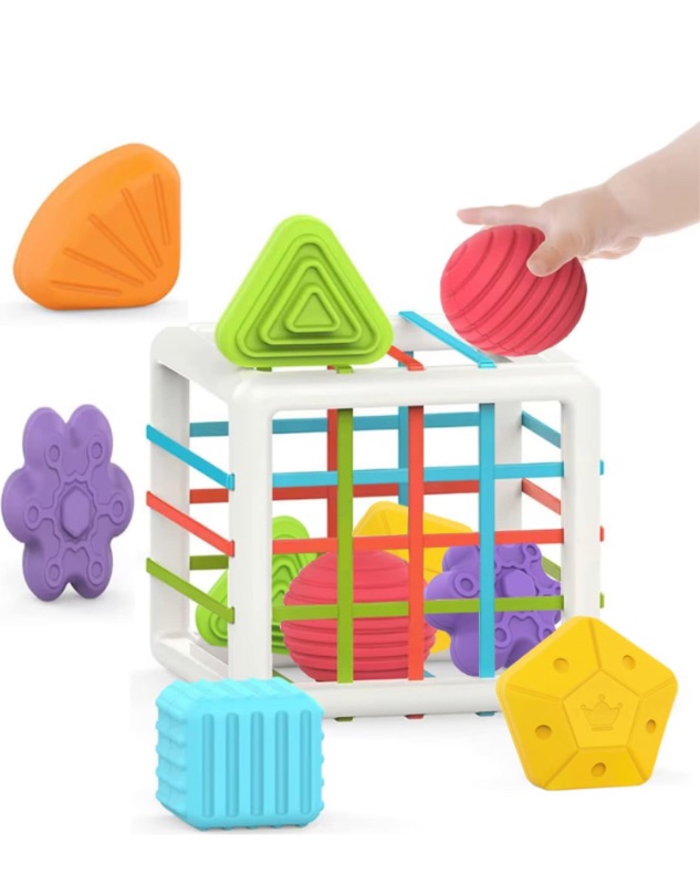 Photo 1 of MINGKIDS Montessori Toys for 1 Year Old,Baby Sorter Toy 6 Pcs Multi Sensory Shape,